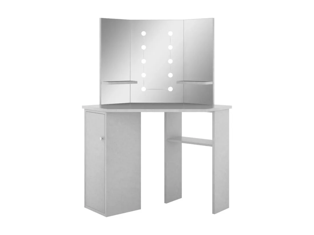 Coiffeuse d'angle avec LED Gris béton 111x54x141,5 cm