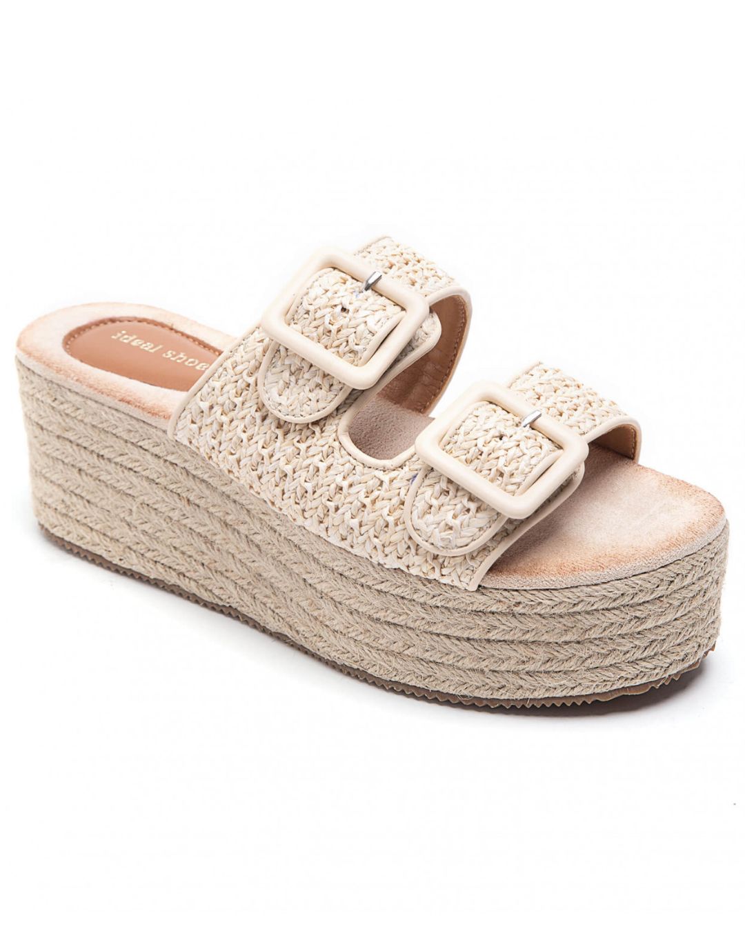 Sandale femme mule plateforme beige - Myriam