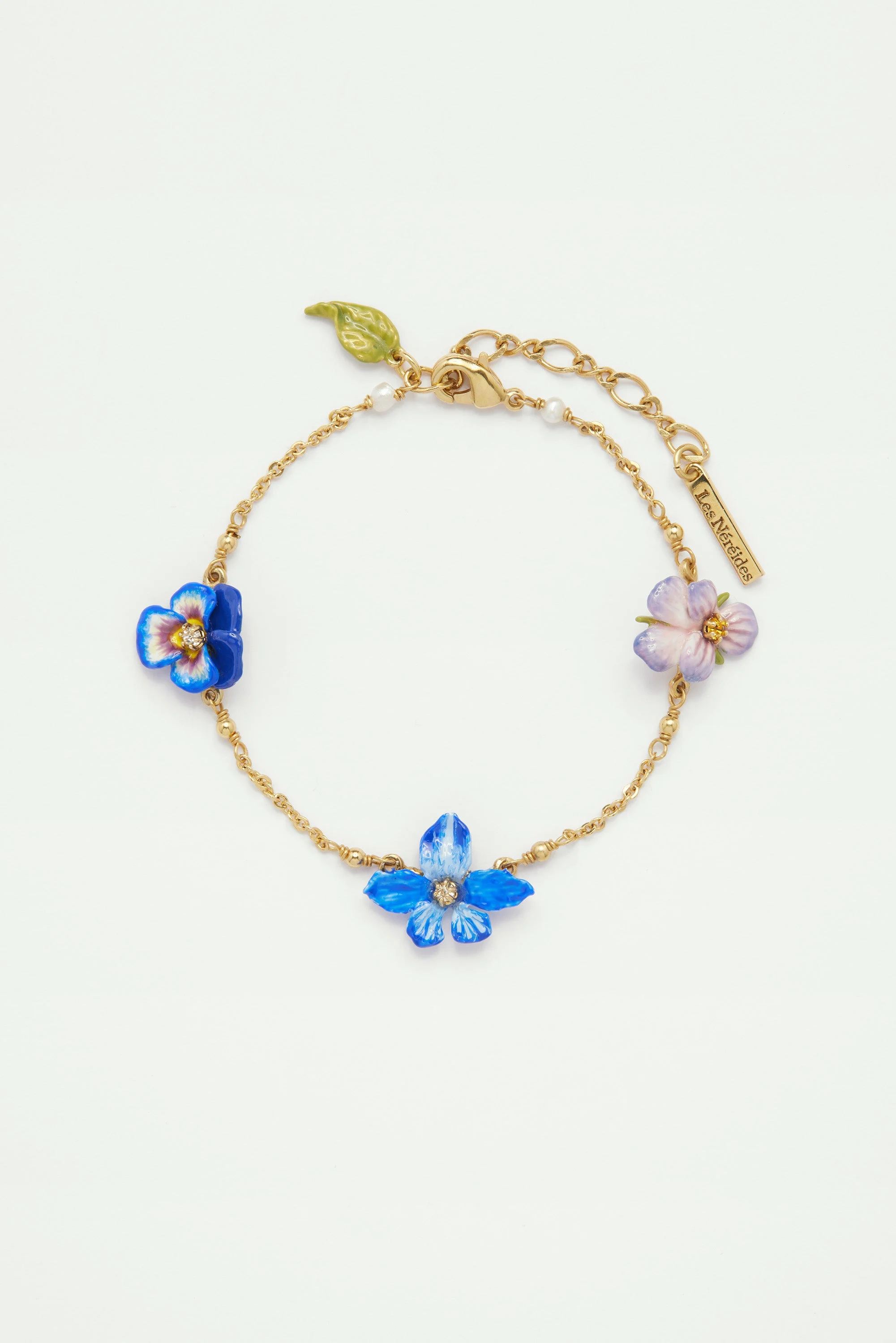 Bracelet fin violette et pensée | Bleu