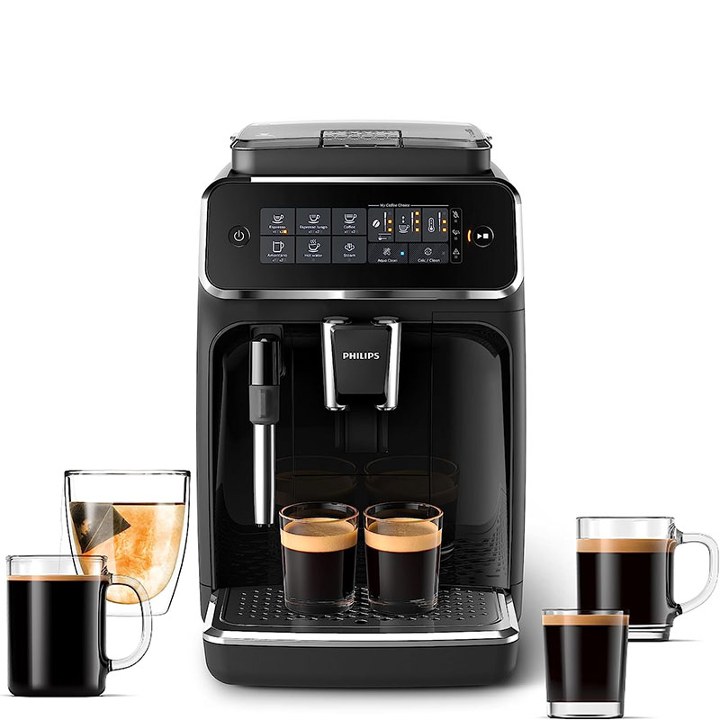 Máquina de café expresso totalmente automática PHILIPS Série 3200 - Espumador de leite clássico, 4 variedades de café, visor tátil intuitivo, preta (EP3221/44)