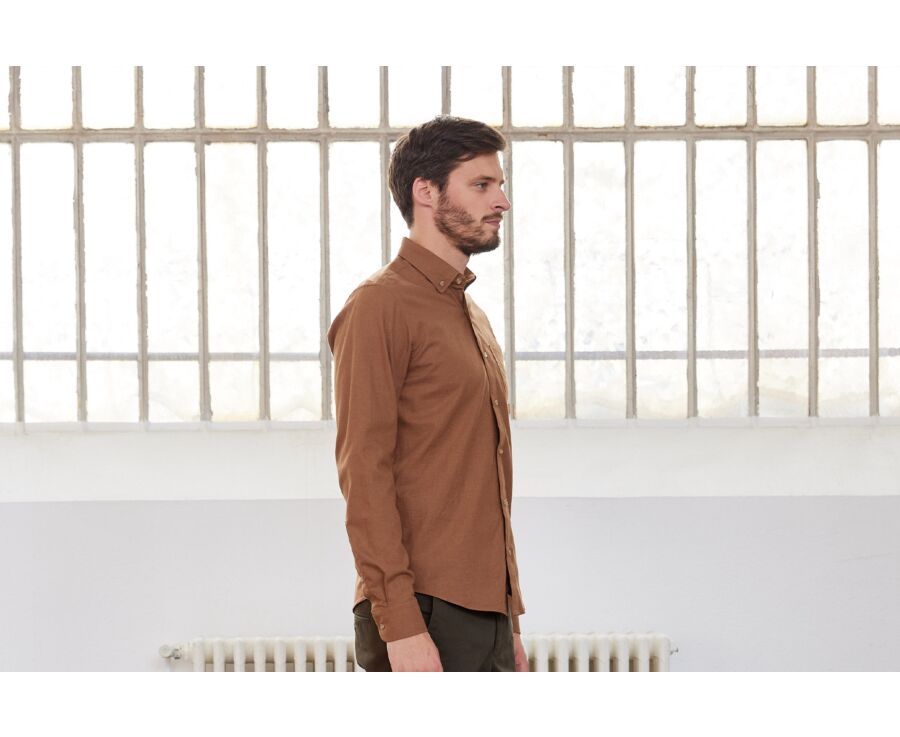 Chemise flanelle Caramel - Poche poitrine - ALEXANDER