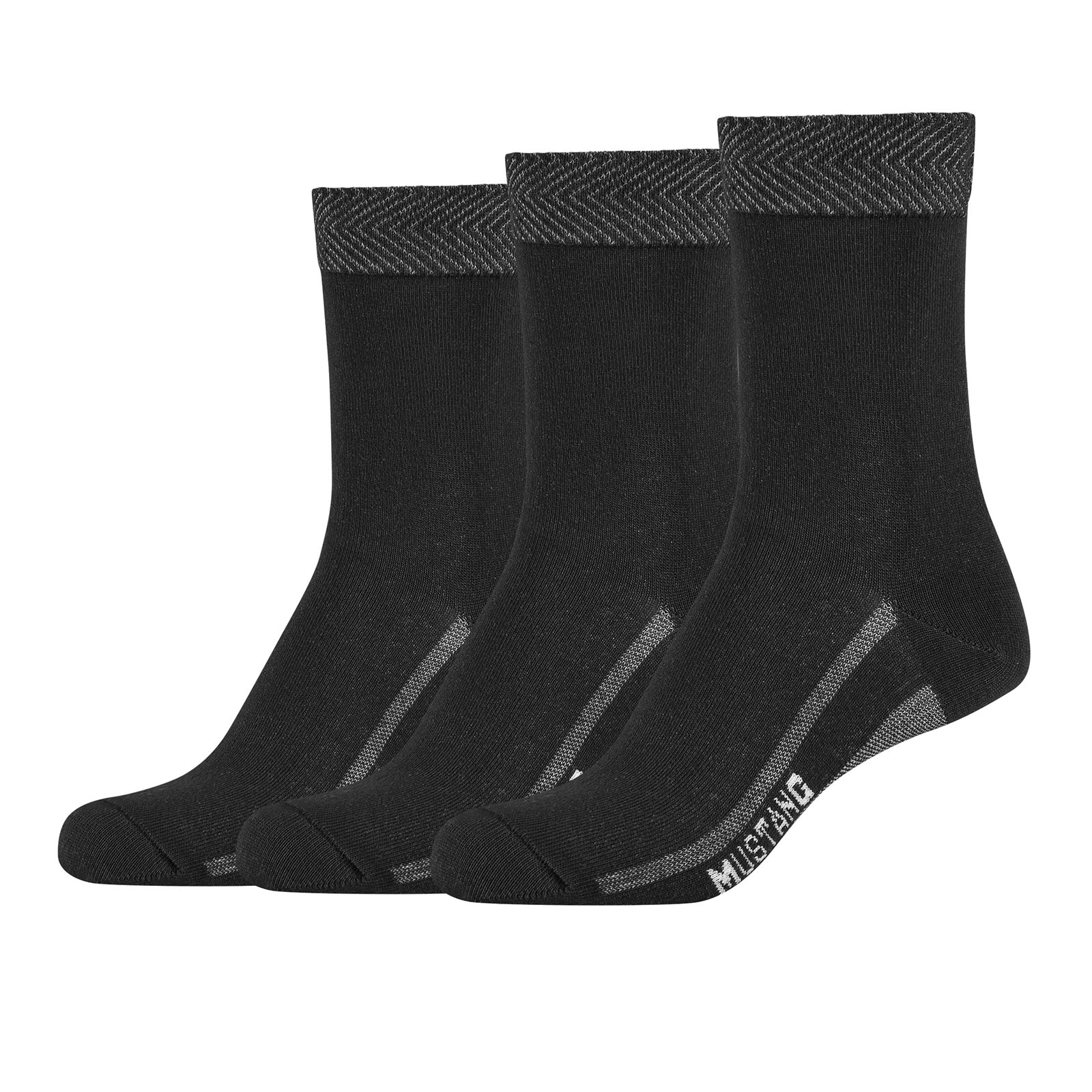 MUSTANG Damen True Denim Socken - schwarz - 3 Paare - 35-38