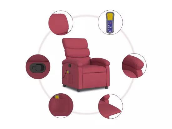 Fauteuil massant inclinable Rouge bordeaux Tissu