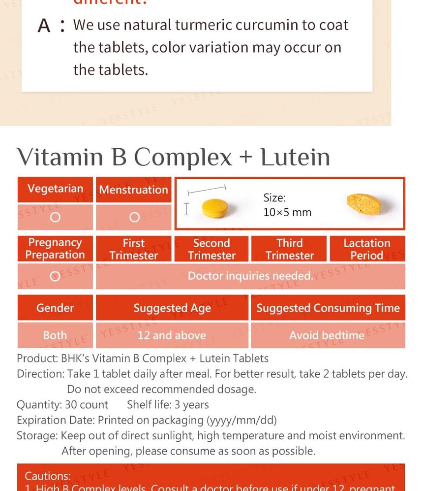 BHK's - Vitamine B-complex + Luteïne Tablet
