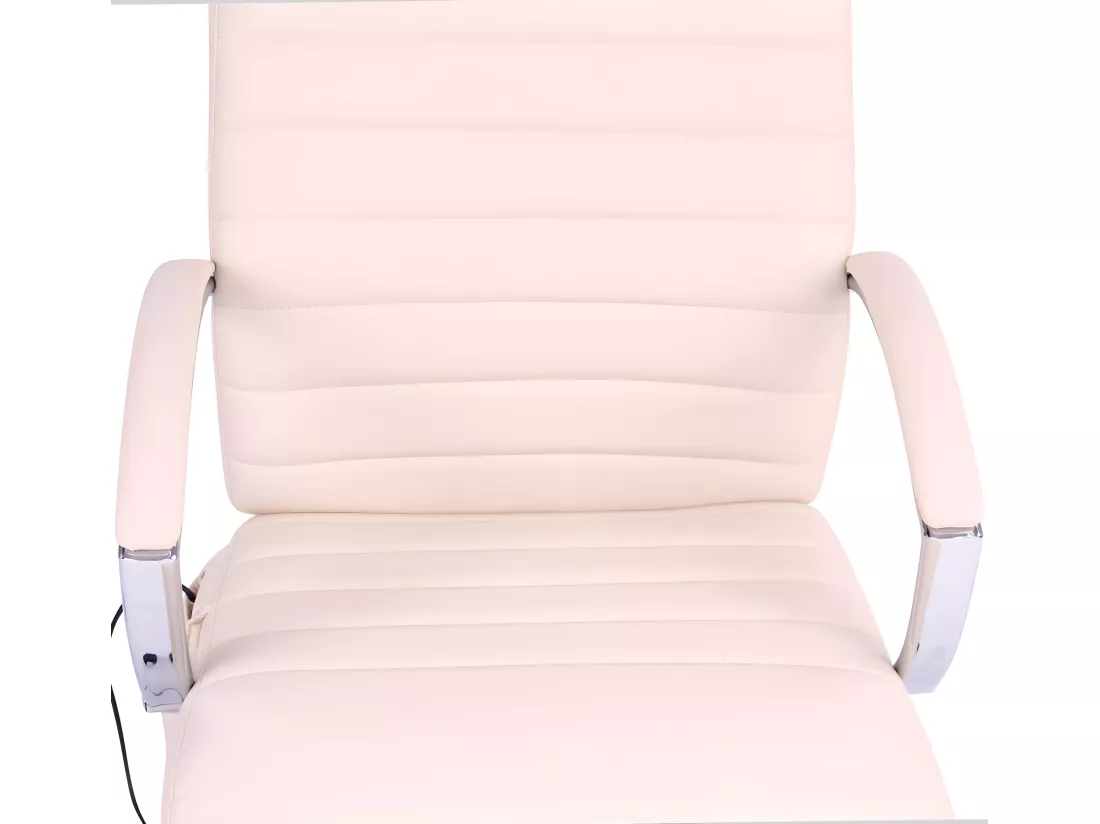 Chaise de bureau - Similicuir & Métal chromé - Crème - Valais