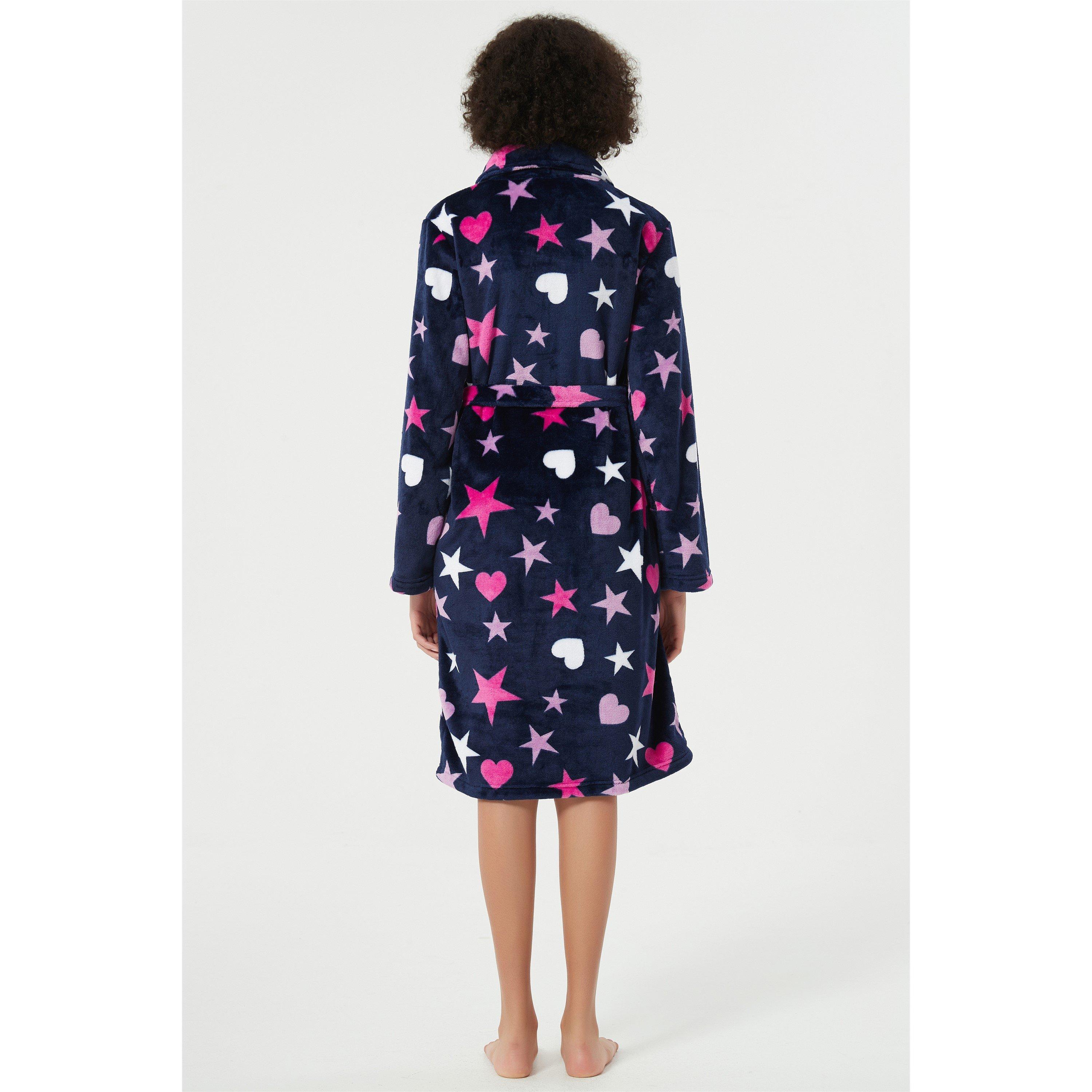 Linea Ladies Heart Star Fleece Dressing Gown