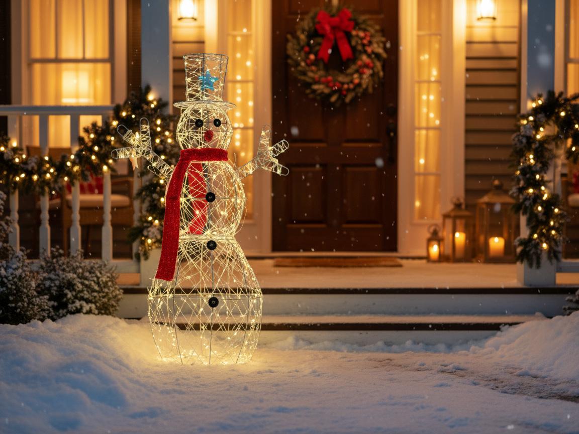 Buitendecoratie LED VASMAN Sneeuwpop 93 cm Wit