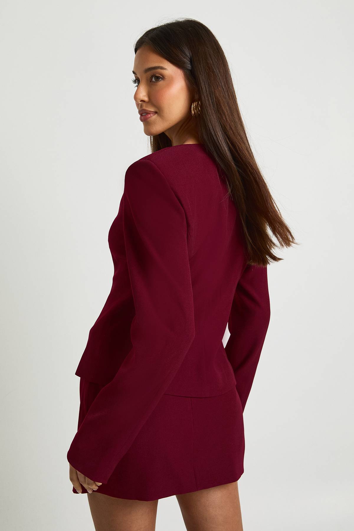 boohoo Blazer cintré à manches baril et taille ceinturée