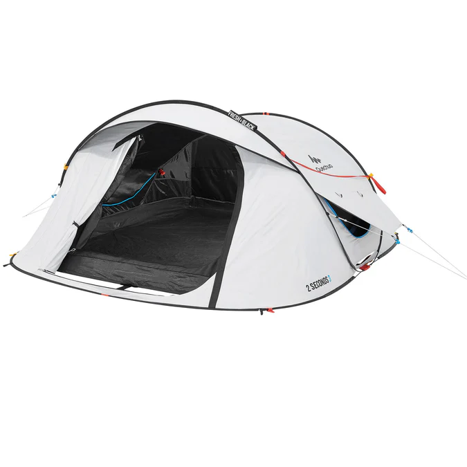 Decathlon Quechua - Barraca de Camping Quechua 2 Second Fresh & Black Impermeável e Pop-Up para 3 Pessoas