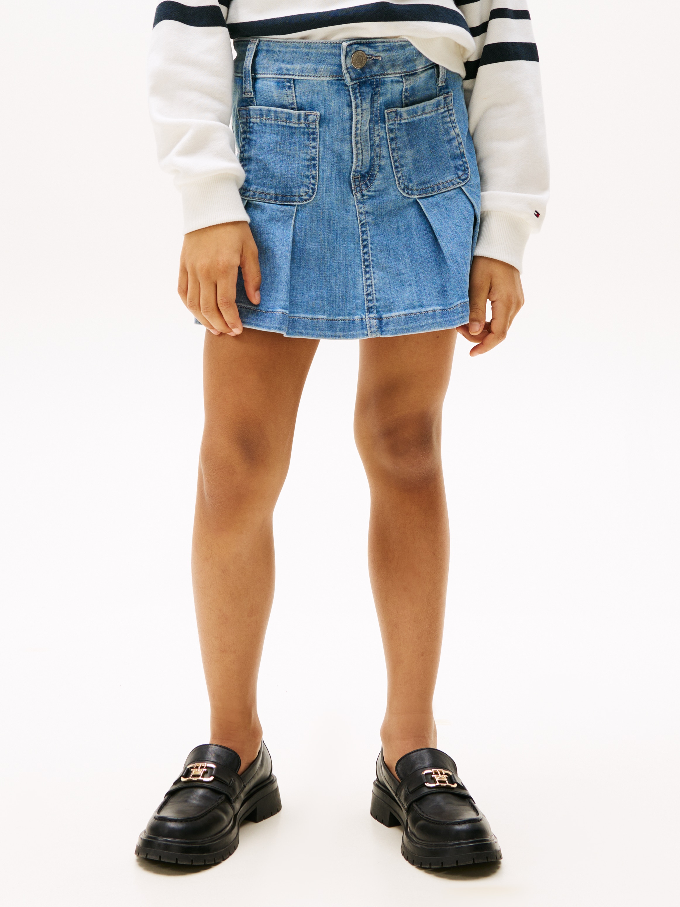 Tommy Hilfiger Faltenrock »DENIM SKIRT PLEATED«, in blauer Waschung