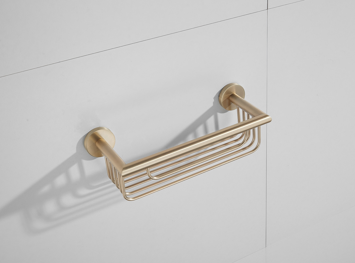 Saniclear Brass shampoo houder / doucherek 30cm geborsteld messing mat goud