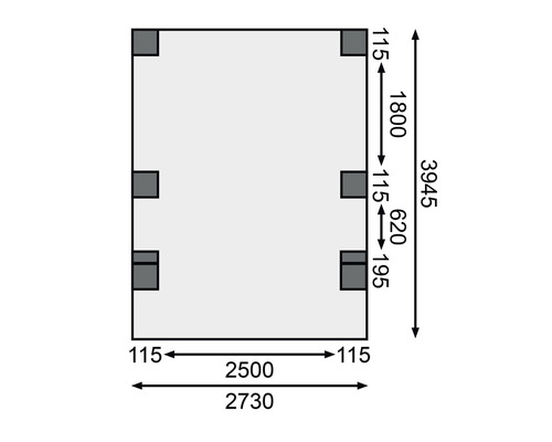 Enkele carport Karibu Bremm 1 variant C 318x480 cm drukgeïmpregneerd