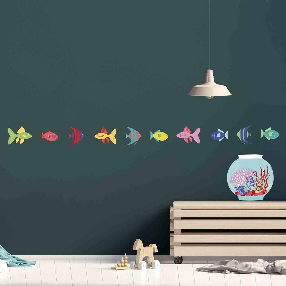 Sticker mural - poissons colorés