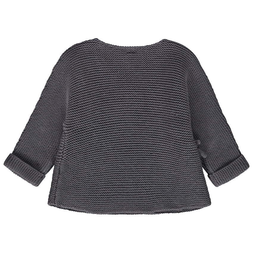 Gilet en tricot point mousse effet cache-cœur pour bébé