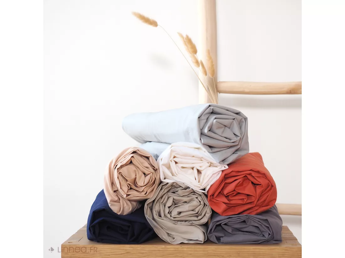 Drap housse 140x200 cm coton issu de l'agriculture biologique SILLA marine