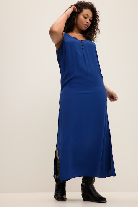 Maxikleid, A-Line, V-Ausschnitt, Spaghettiträger