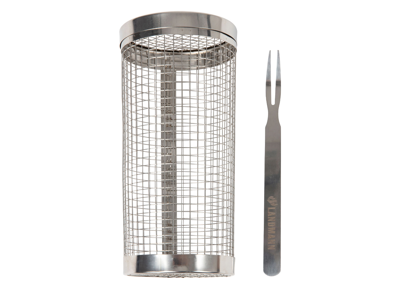Landmann Grillkorb mit Gabel aus Edelstahl 20x9cm