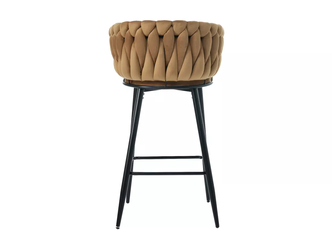 Lot de 4 Tabourets de bar - tissu en velours - pieds en métal - Marron