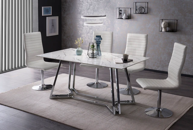 SalesFever Esstisch »Design Tisch für gemütliche Abende« Eleganz trifft Design in Marmoroptik
