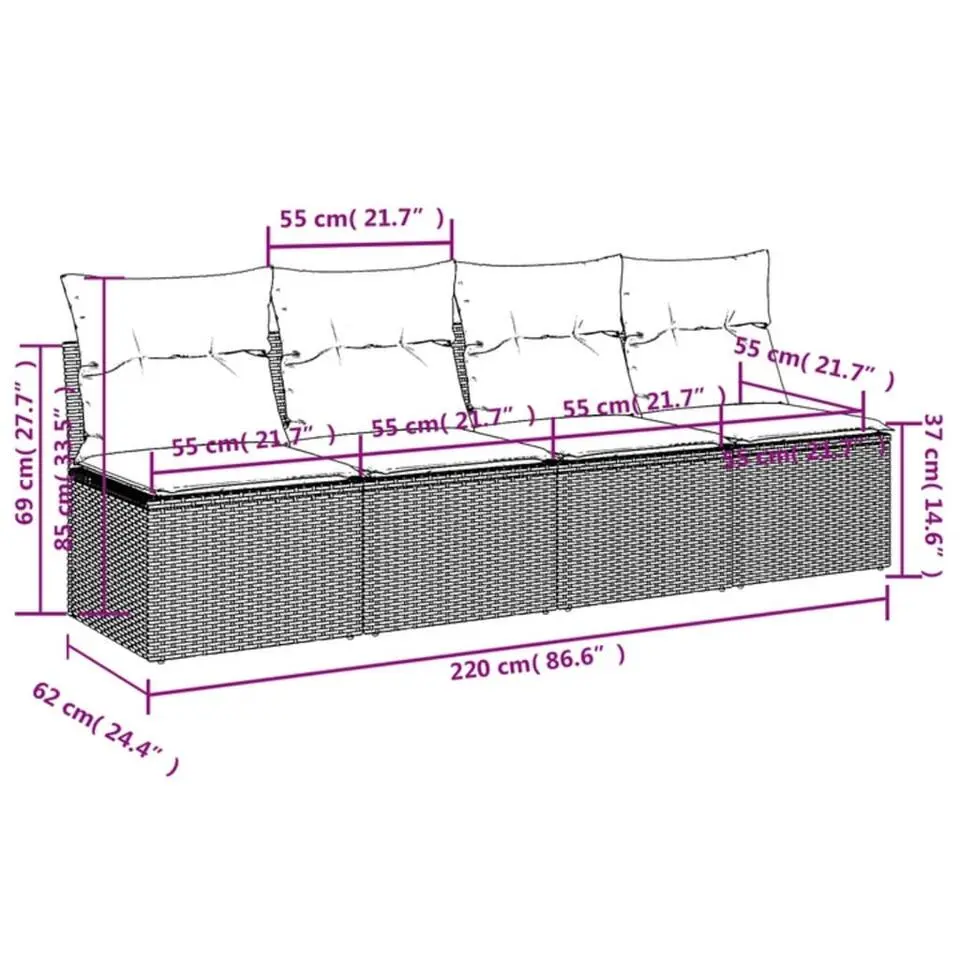 vidaXL - Tuinbank - Zwart - Poly rattan
