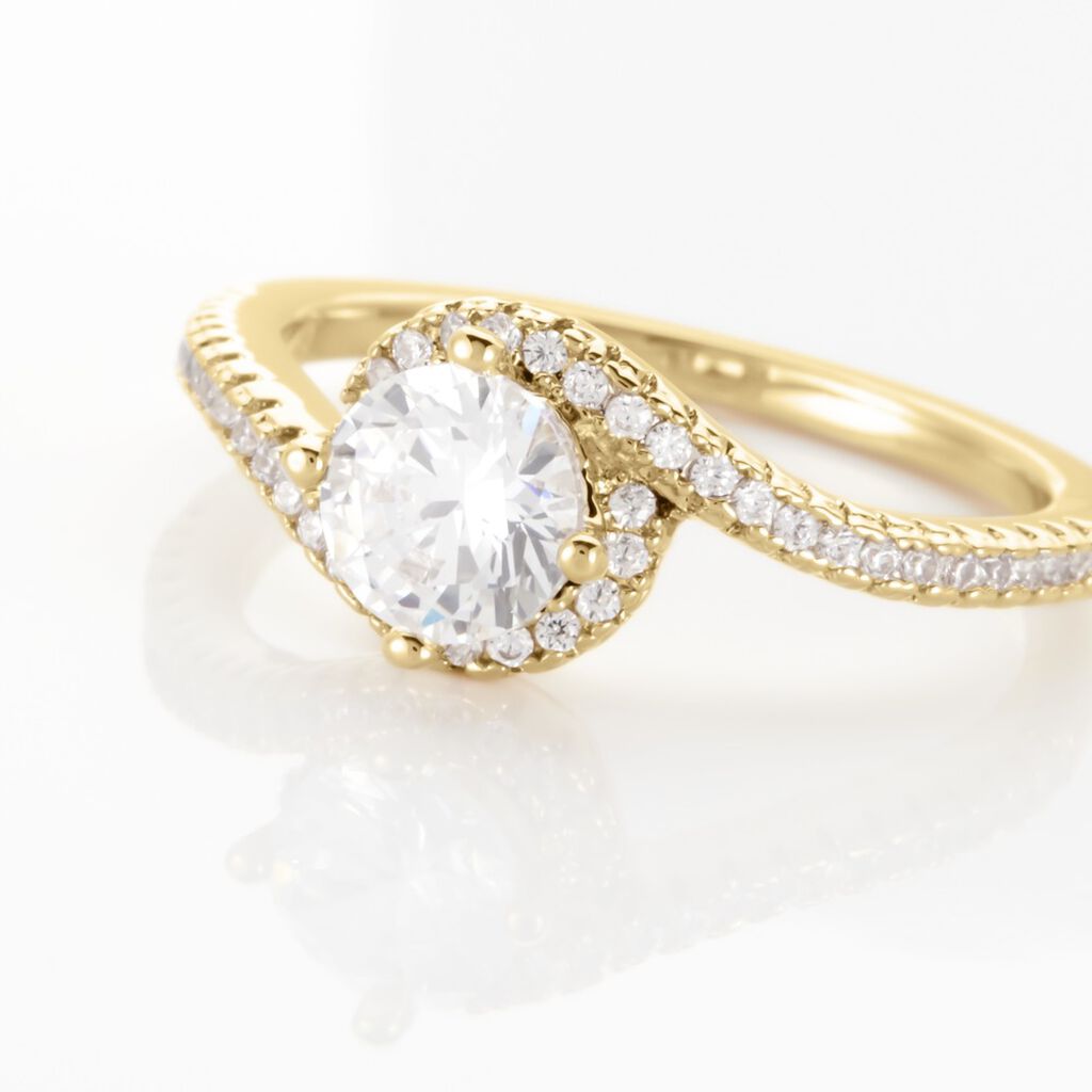 Bague Joisse Plaqué Or Oxyde De Zirconium