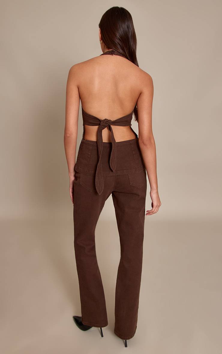 Marron Jean Évasé Stretch