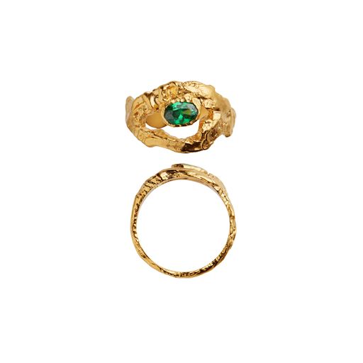 Stine A My Love Rock Green Stone Ring, Guld, 56