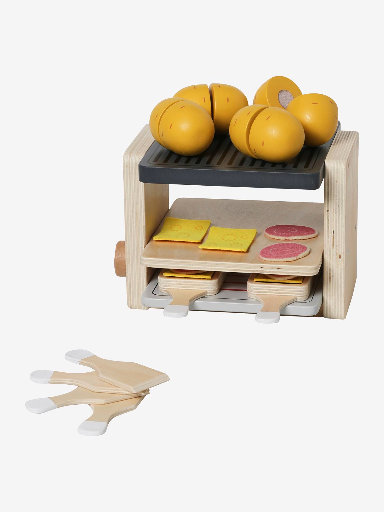 Grelha de raclette multicolorida em madeira com certificação FSC®