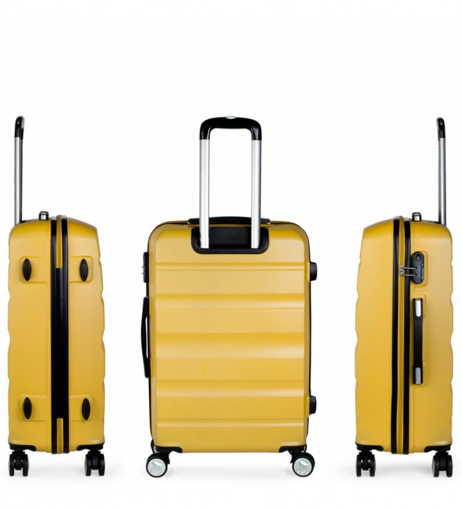 Mala de viagem rígida ITACA com 4 rodas T71660 Mostarda - 61x44x26cm -