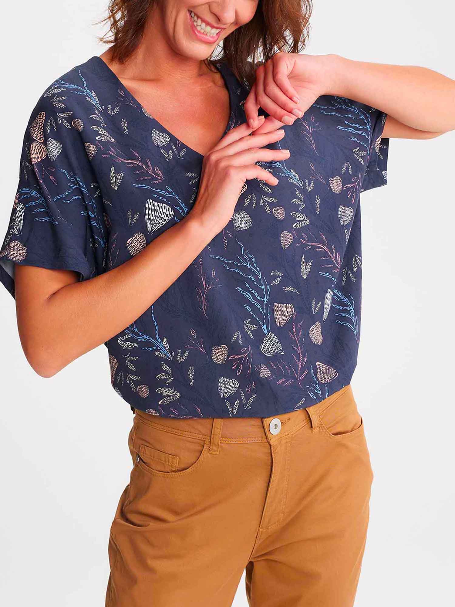 Blouse Femme A Motif Marine