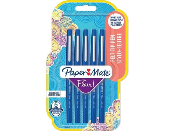 Papermate Flair, Medium, 1 farger, Blå, Projektil spiss, 1 mm, Blå