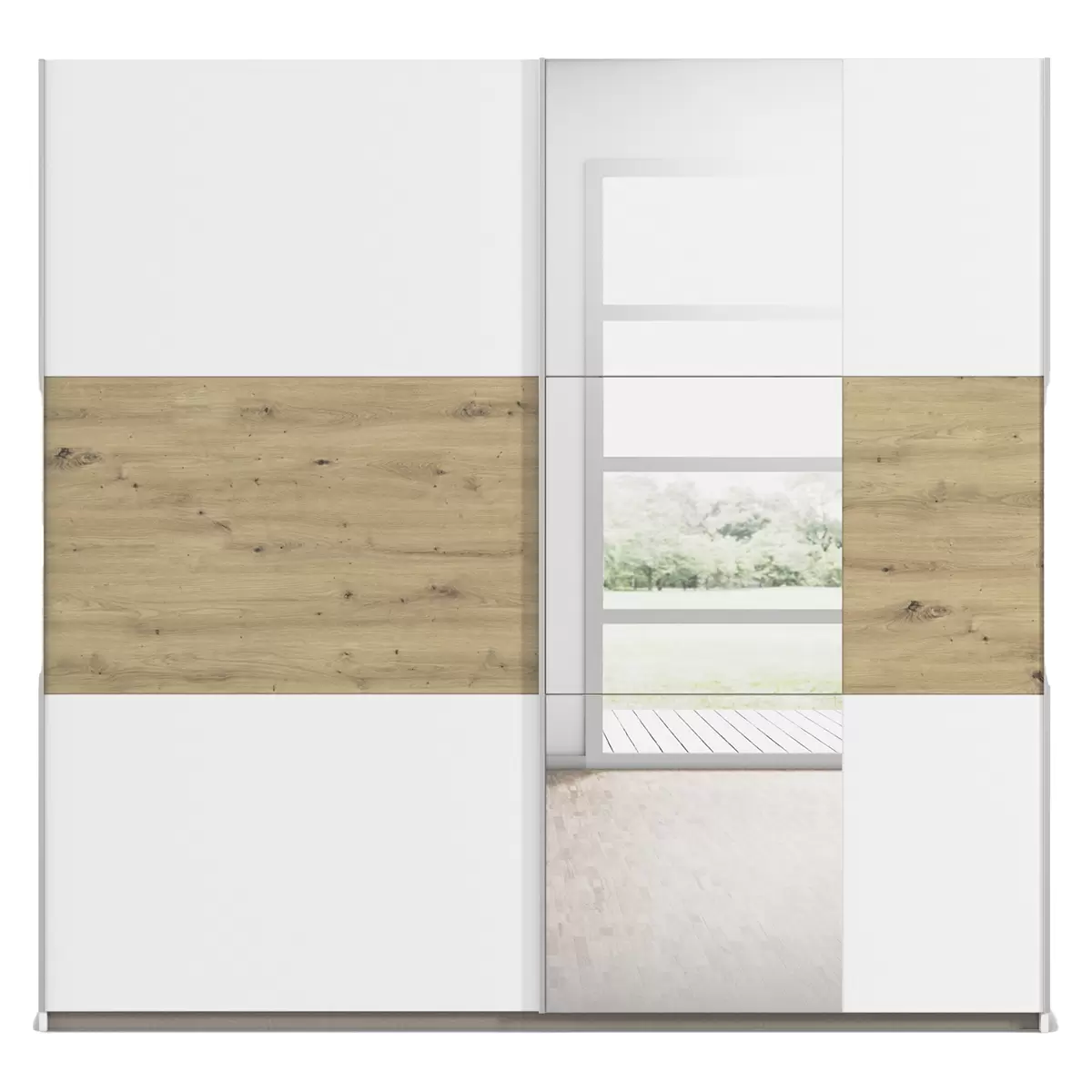 Schwebetürenschrank 2trg. Foster       Best Price Artisan Eiche,weiss