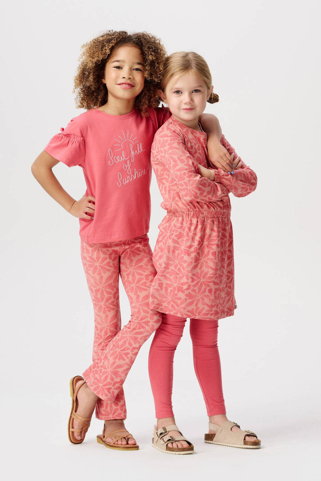 Noppies flared legging met all over print roze