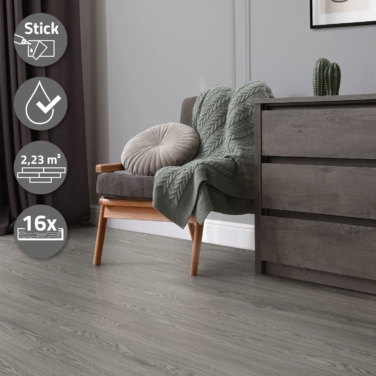 ML-Design Revêtement de sol vinyle adhésif - Chêne gris