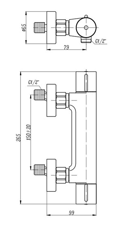 Mitigeur de douche thermostatique chromé Edouard Rousseau Garance