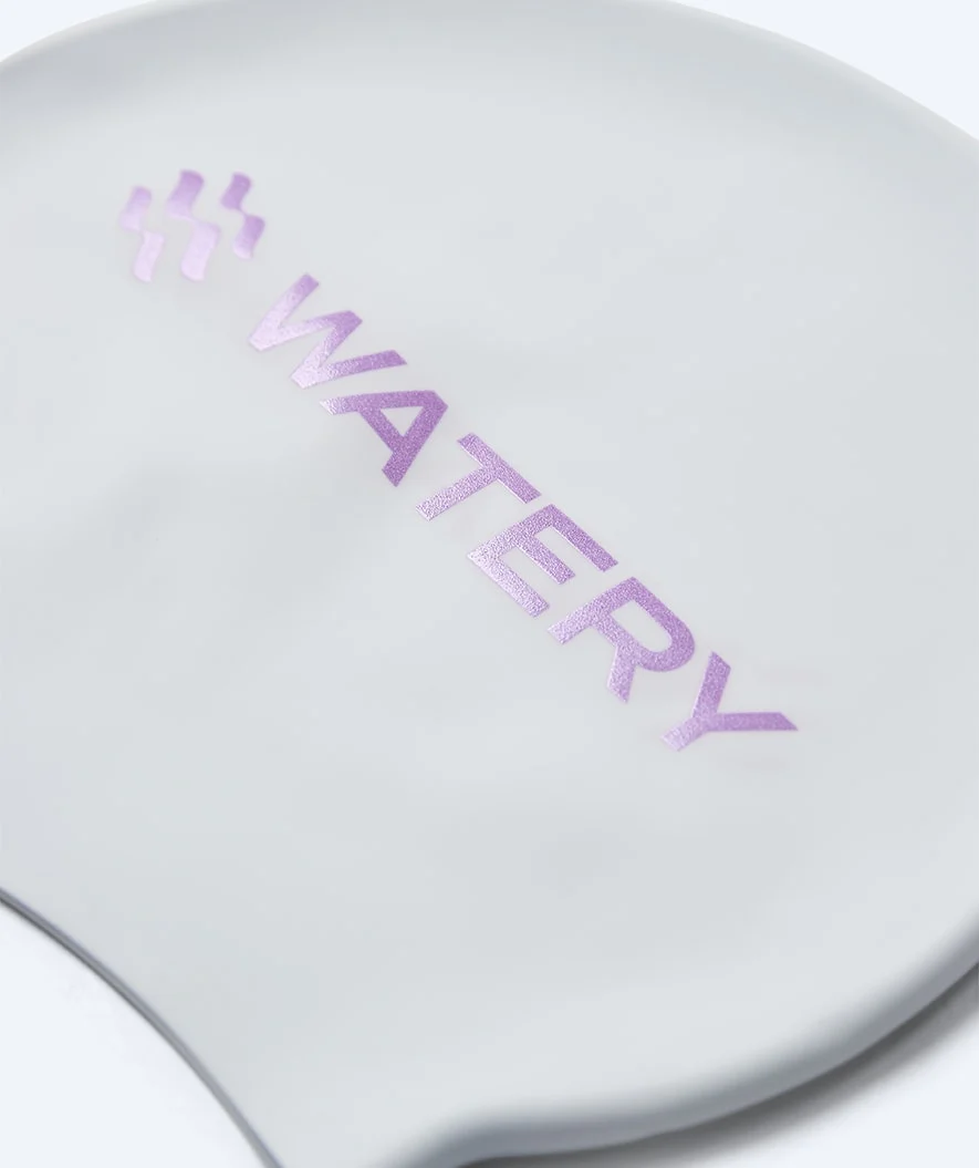 Watery badehætte - Signature Metallic - Hvid/lilla