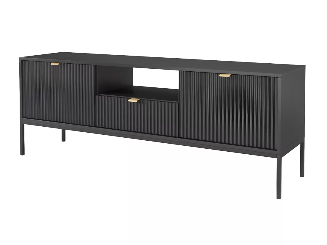 Ensemble buffet et meuble TV noir - Séjour contemporain LIOUBA