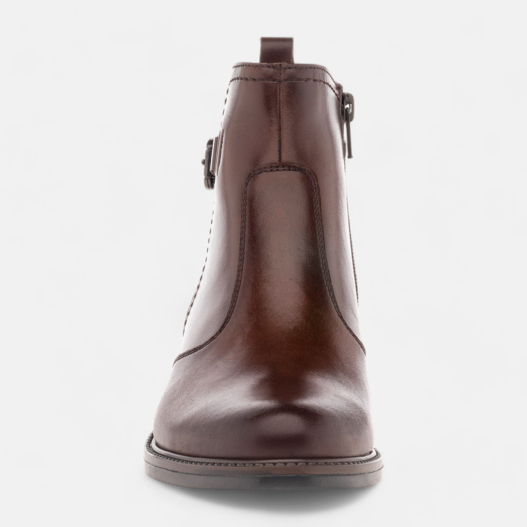 Bottines Femme en cuir cognac