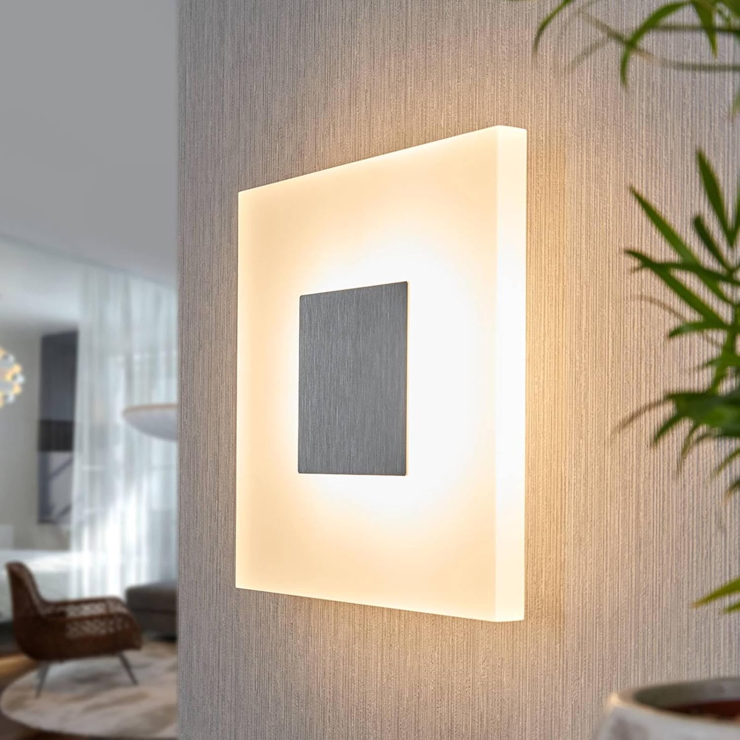 Lucande LED Wandleuchte, Wandlampe Innen Berlind (Modern) in Weiß (1 flammig) - Wandstrahler Wandbeleuchtung Schlafzimmer/Wohnzimmer Wohnzimmerleuchte