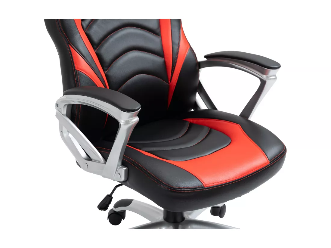 Chaise de bureau - Similicuir & Plastique - Noir / Rouge - Foxton