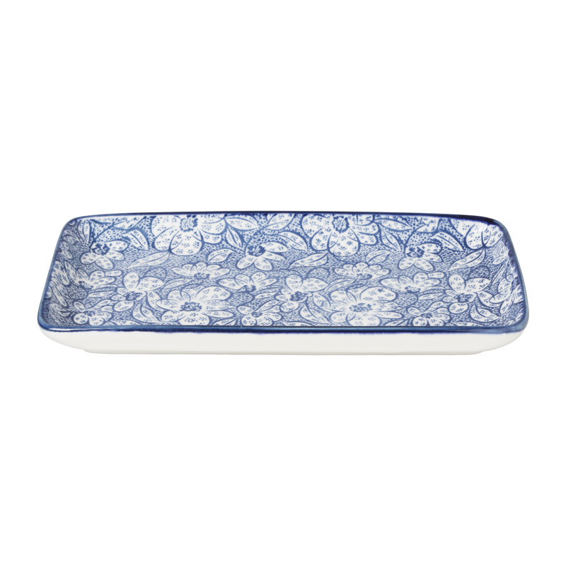 Bord blue print - botanic - 20x11 cm