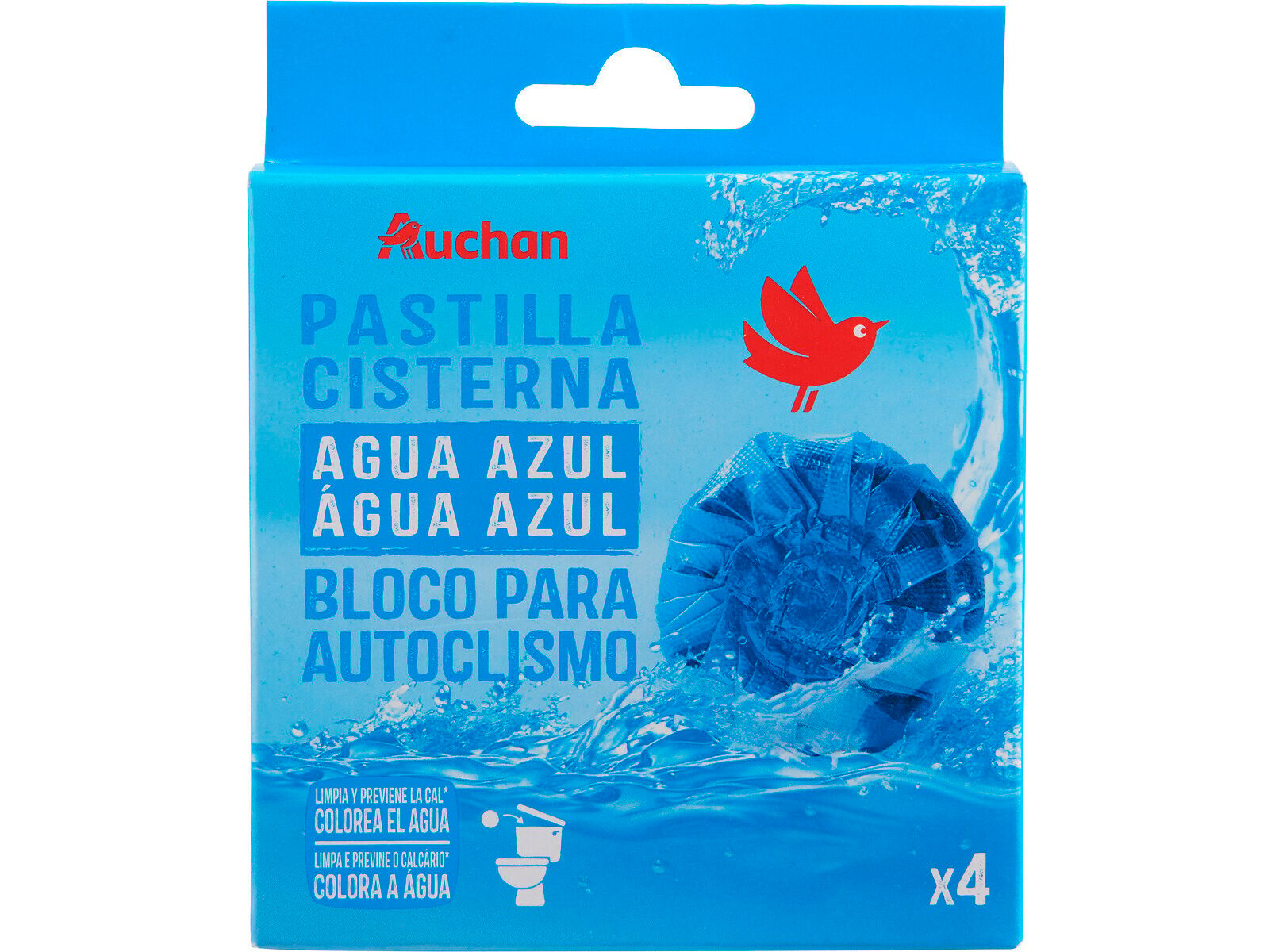 BLOCO WC AUCHAN AUTOCLISMO ÁGUA AZUL 4UN