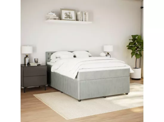 Sommier à lattes de lit et matelas Gris clair 160x200cm Velours
