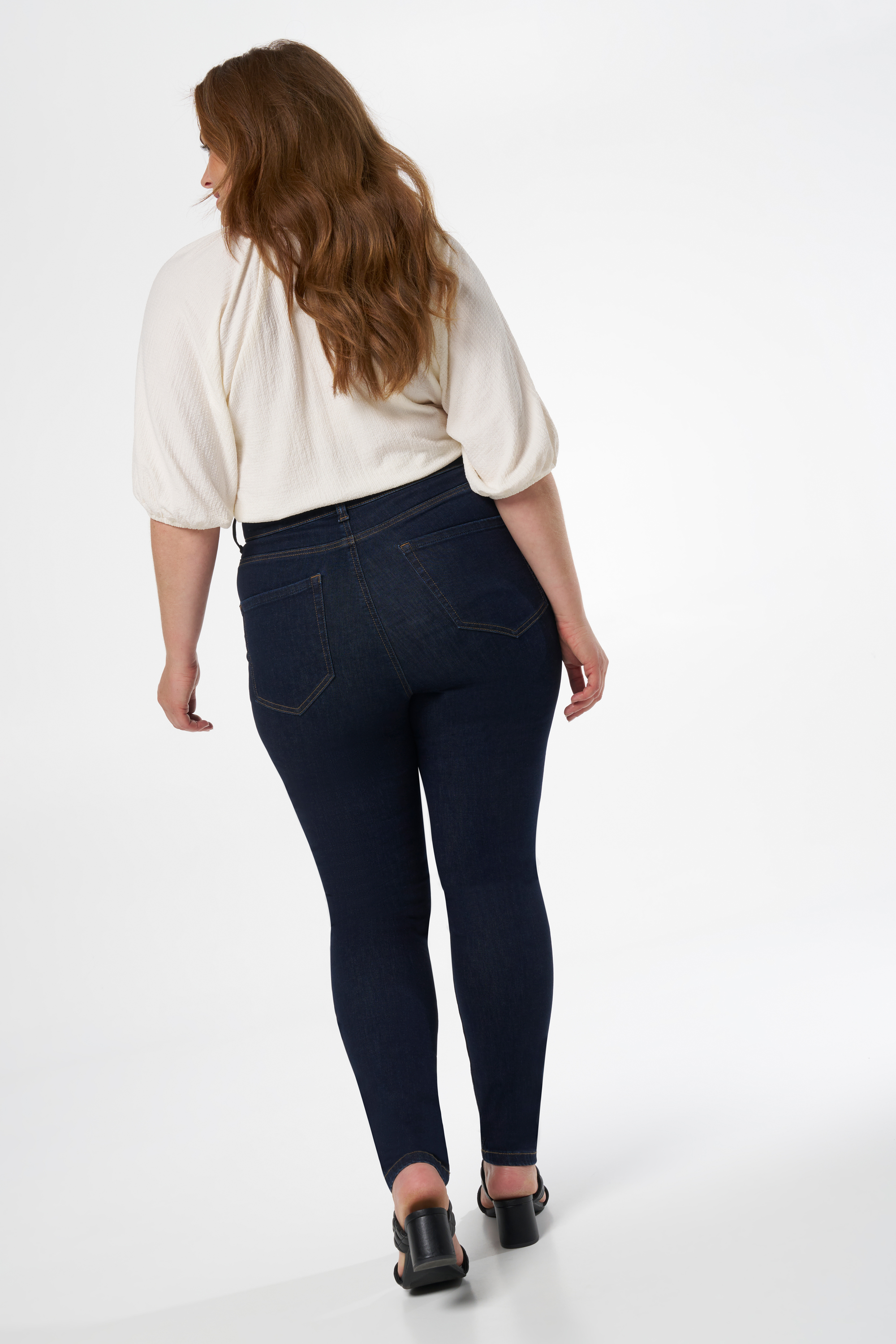 Skinny leg high waist jeans CHERRY Rinse Washed Denim
