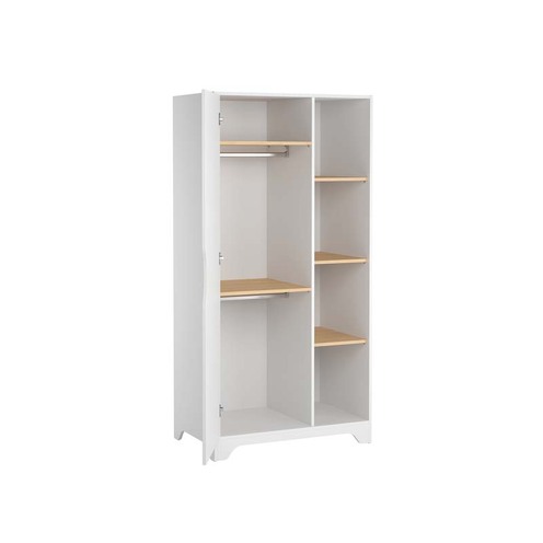 Chambre TRIO Lit 60x120 Commode Armoire LEAF Blanc/Bois - VOX