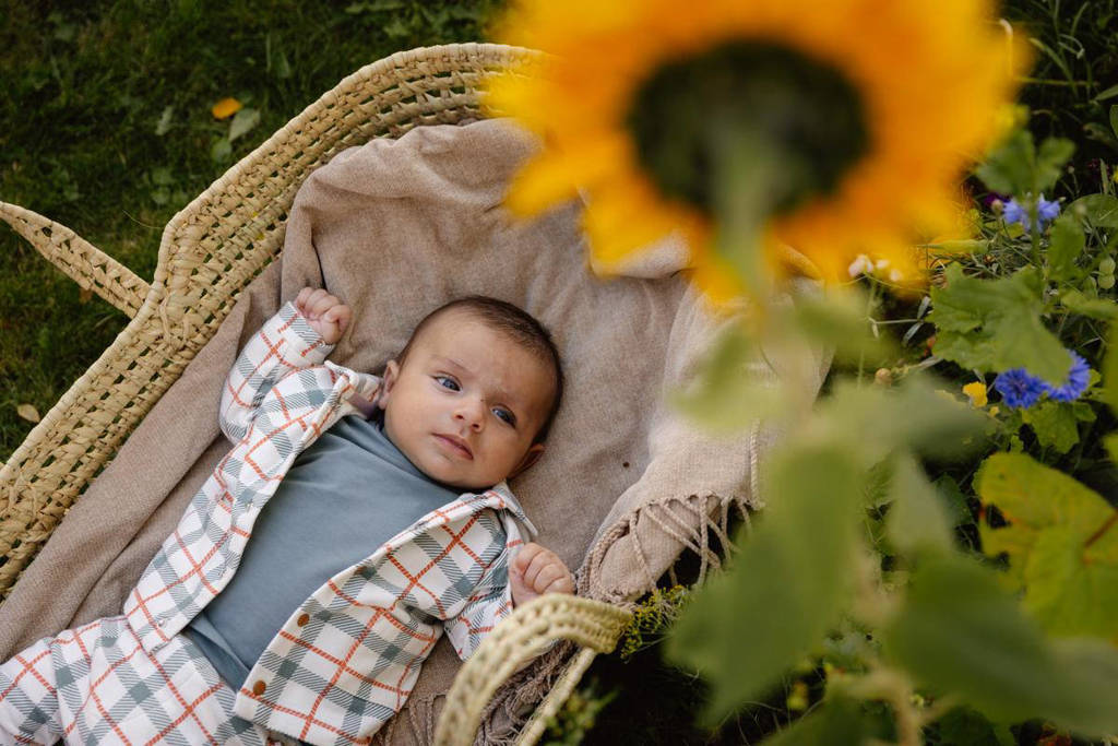 Quapi baby geruite shacket zomerjas ecru/grijsblauw/oranje