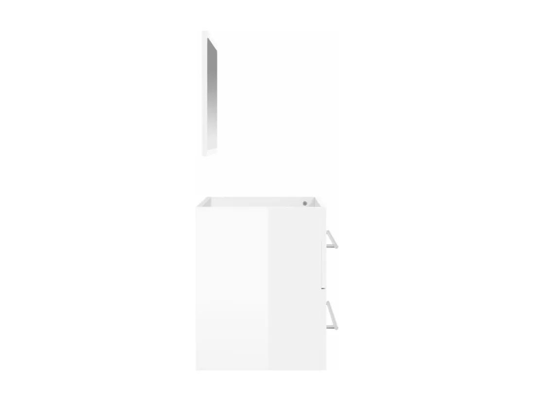 Armoire de bain avec miroir blanc brillant bois d'ingénierie