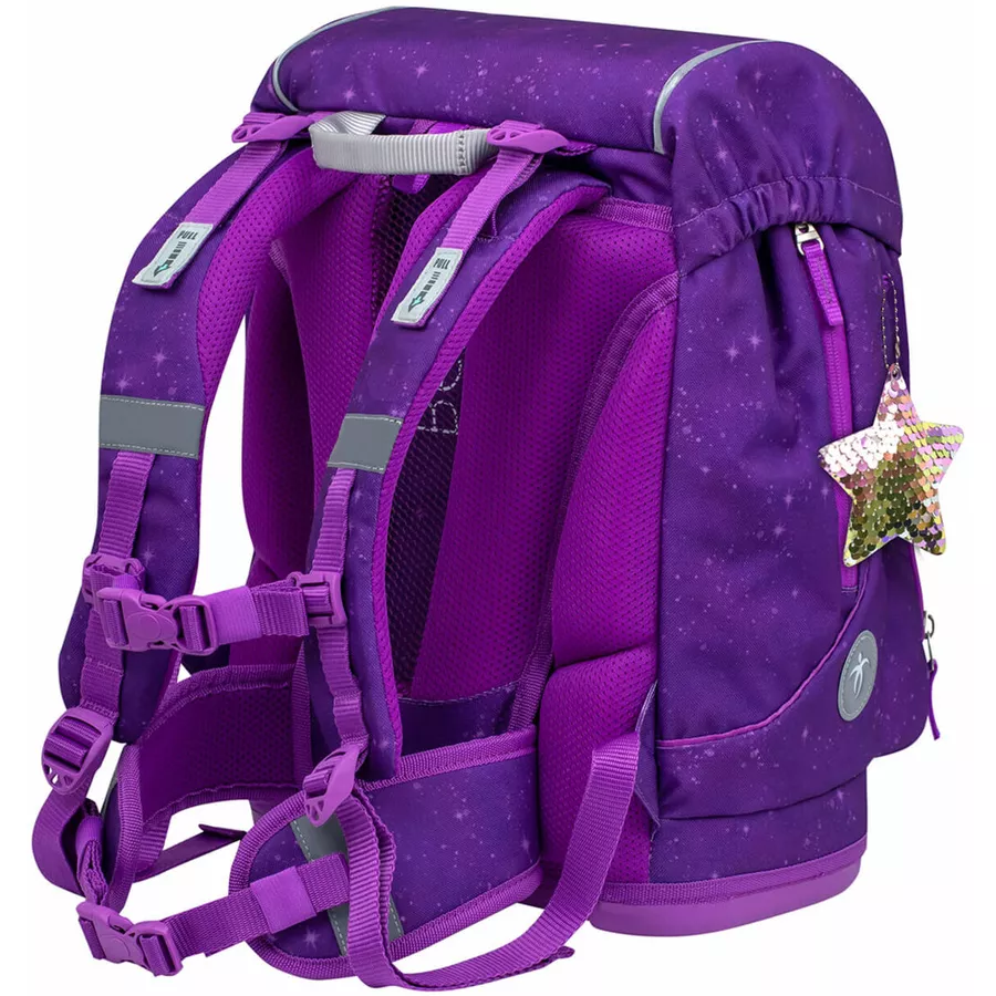 Belmil Schulranzen Motion Schulranzen Set 6-teilig mit Brustgurt, Hüftgurt Purple Sky