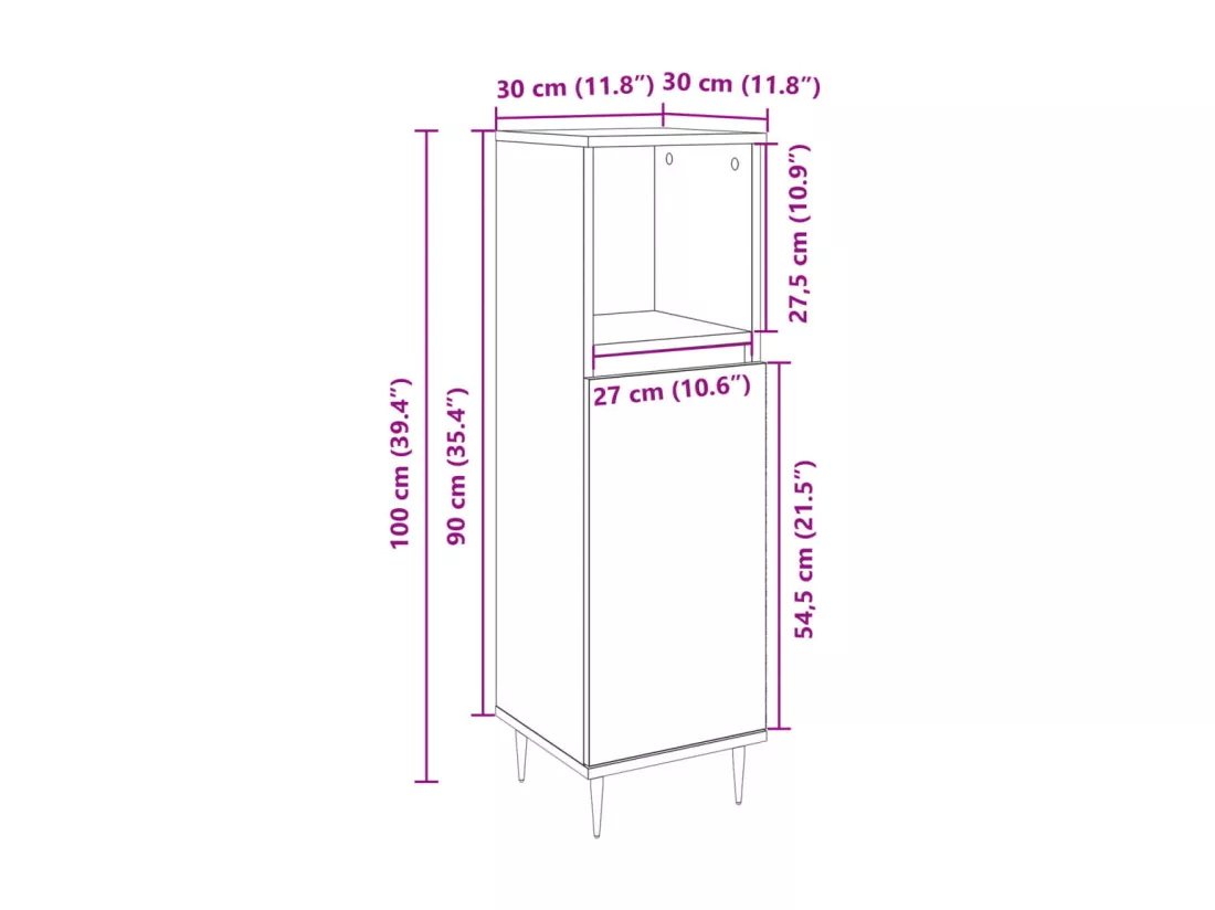 Armoire salle de bain chêne sonoma 30x30x100 cm