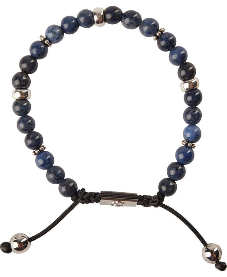 Nialaya Men's Beaded Bracelet With Blue Dumortierite And Silver Blue